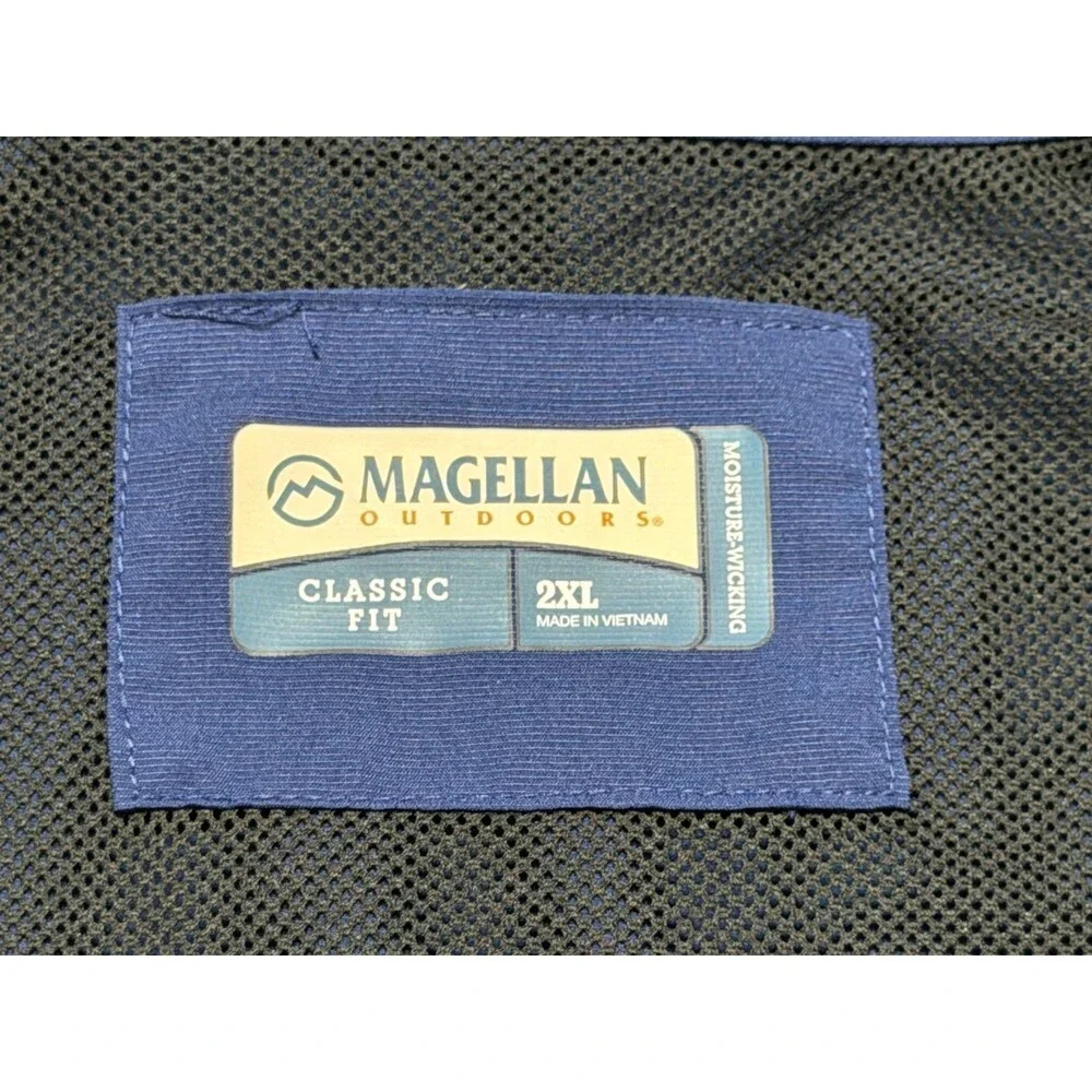 Magellan Outdoor Barton Creek LS Shirt 2XL Moisture Wicking Medieval Blue